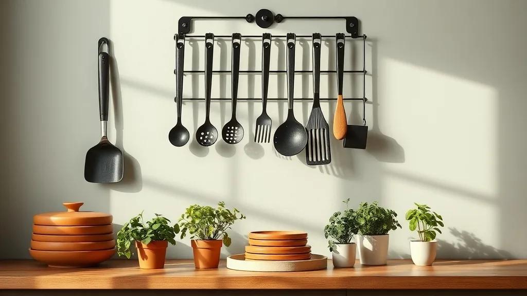 Grille de rangement murale noire : libérer le plan de travail